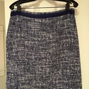 Brooks Brothers Blue and White Knee-Length Pencil Skirt